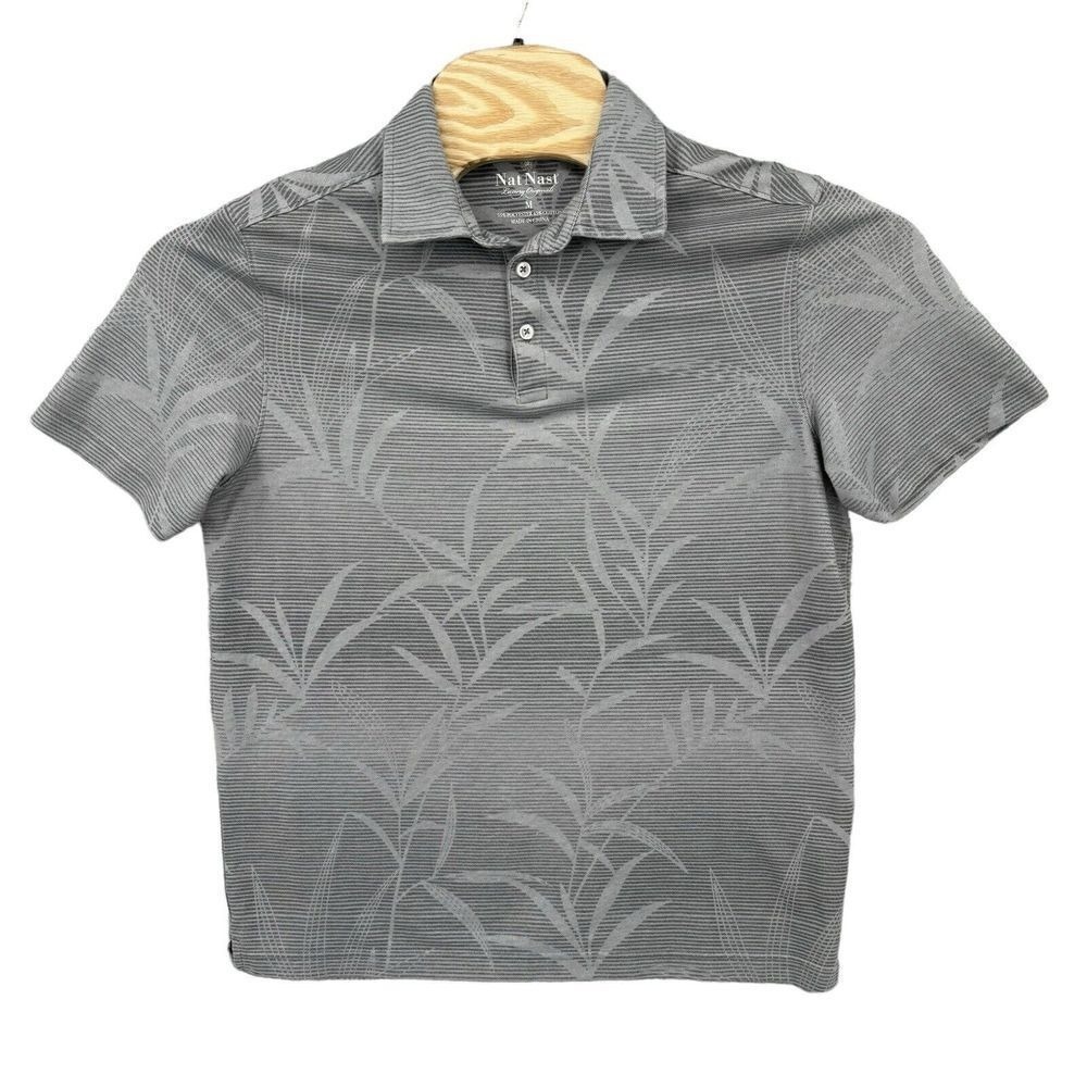 Nat Nast Medium Luxury Originals Gray Floral Short Sleeve‎ Men's Polo Shirt